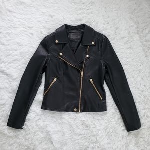 Blank NYC Black and Gold Faux Leather Moto Jacket
